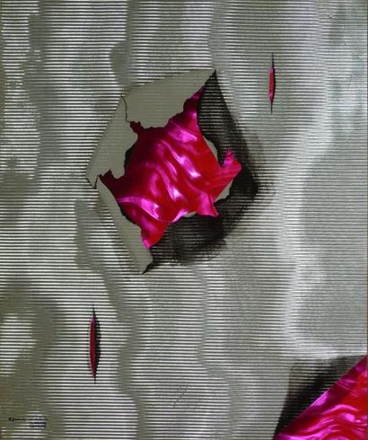 null Le trou rose Multiple, technique mixte sur plastique marouflé sur panneau EA,...