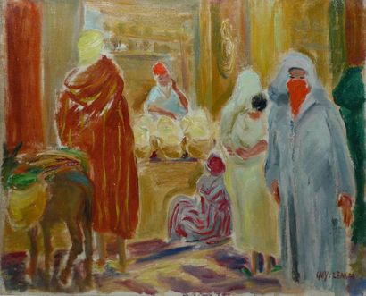 GHY-LEMM Marguerite, 1888-1962 Souks à Fez Huile sur toile, signée en bas à droite,...