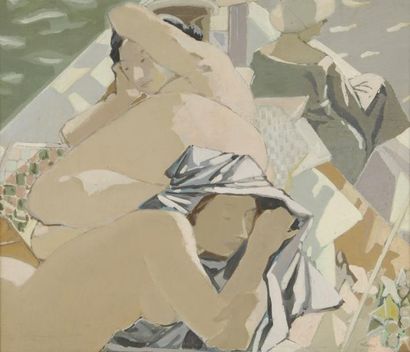 PALAZZI Bernardino, 1907-1987 Baigneuses Huile sur toile rentoilée, trace de signa-...