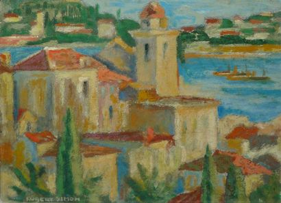 null Villefranche sur Mer, 1957 Huile sur panneau, signé en bas à gauche, titré et...