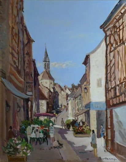 BARTHÉLÉMY Gérard, né en 1927 Ruelle à Provins, 1996 Huile sur toile, signée en bas...