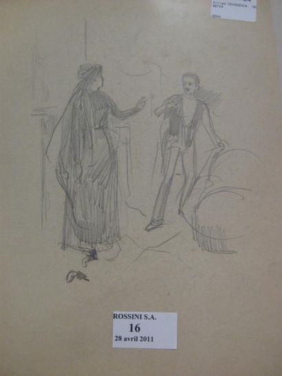 Alfred DEHODENCQ, 1822 - 1882 Etude de personnages Dessin à la mine graphite sur...