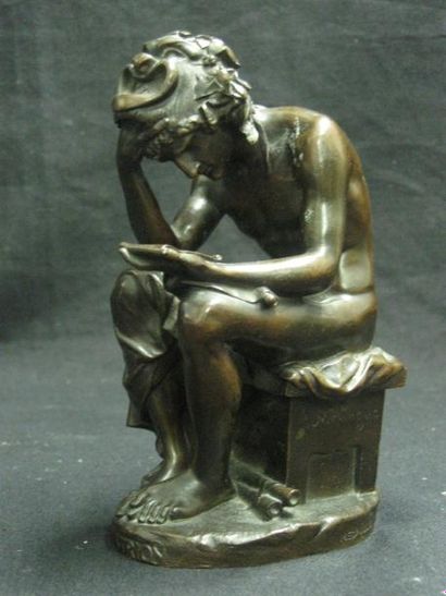 Etienne Marin MÉLINGUE (1808 -1875) Histrion Epreuve en bronze à patine brune. Signé,...