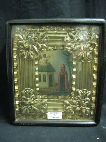null Sainte-Anne L'icone est insérée dans une kiot dorée. Russie. XIXe siècle. (restaurations)....