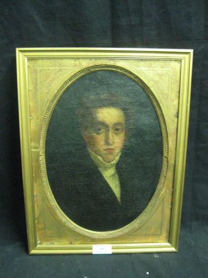 Ecole FRANÇAISE, première moitié du XIXe siècle Portrait de jeune homme aux yeux...