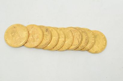 10 souverains en or (1876 ; 1887 ; 1889 ;...