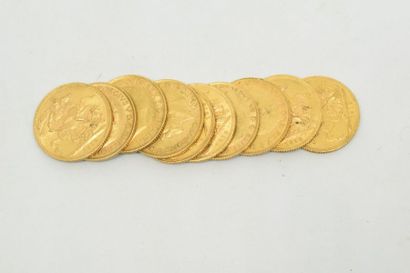 10 souverains en or ( 1910 ; 1911 x 4 ; 1912...