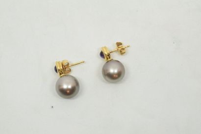 null Paire de pendants d'oreilles ornée de deux perles de tahiti? 

Poids brut :...