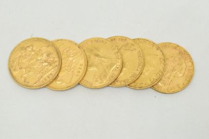 6 souverains en or ( 1899 ; 1900 x 3 ; 1926...