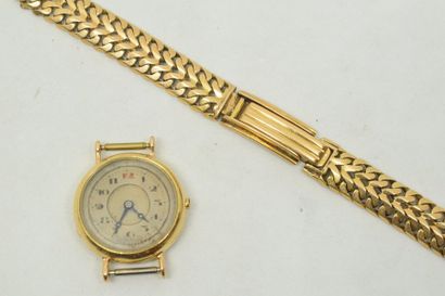 null Boîtier de montre de dame en or jaune 18k (750), cadran à chiffres arabes. 

Manque...
