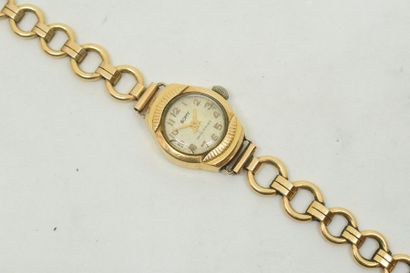 null Montre bracelet de femme en or jaune 18k (750), cadran crème à chiffres arabe...