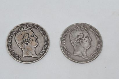 null Louis-Philippe (1830-1848) 5 Francs tête nue, sans le I : 2 exemplaires 1830...