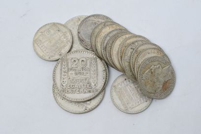 null Ensemble de pièces de monnaie en argent de type Turin 10 F et 20 F

Avers :...