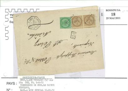 null Lettre Aigle 2 x 10 c. + 5 c. Ø, C.C.H. en losange + cachet octogonal corres....