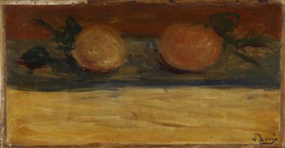 DERAIN André, 1880-1954 Deux fruits Huile sur toile rentoilée, signée en bas à droite....