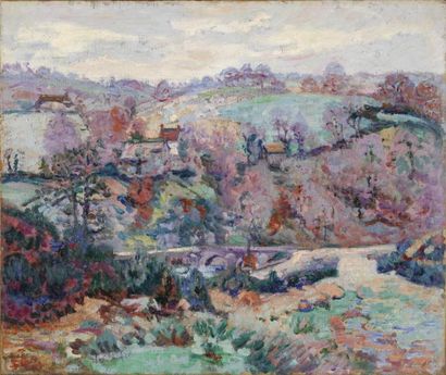 GUILLAUMIN Armand, 1841-1927 Crozant, Pont Charrault au matin, fév. 1902 Huile sur...