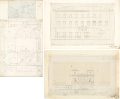 VAUDOYER Antoine Laurent Th., 1756-1846 Trois vues d'architecture Trois dessins à...