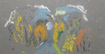 WALTER Zoum, 1902-1947 Paysage Pastel sur papier gris, monogramme en bas à droite,...