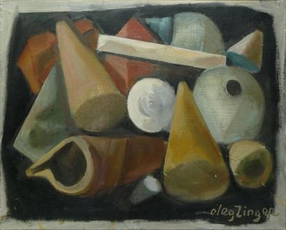 ZINGER Oleg, 1910-1998 Composition métaphysique Huile sur toile, signée en bas à...