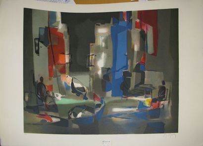 MOULY Marcel, 1918-2008 Le port Lithographie en couleurs E.A., signée en bas à droite....