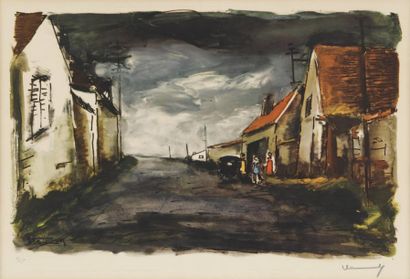 VLAMINCK Maurice de, 1876-1958 Rue de village Lithographie en couleurs n° 87 / 250,...