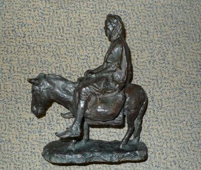 ANONYME début XXe siècle Ânier oriental Bronze à patine brun foncé, fonte à la cire...