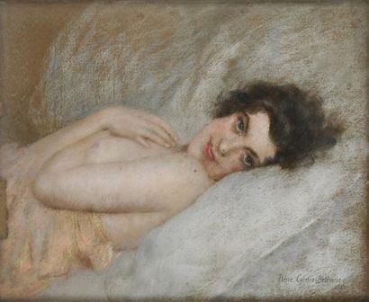 CARRIER-BELLEUSE Pierre, 1851-1933 Coquetterie dénudée, 1920 Pastel sur toile (piqûres...