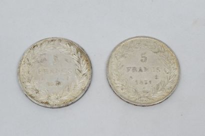 null Louis-Philippe (1830-1848) 5 Francs tête nue : 2 exemplaires 1831 Paris (tranche...