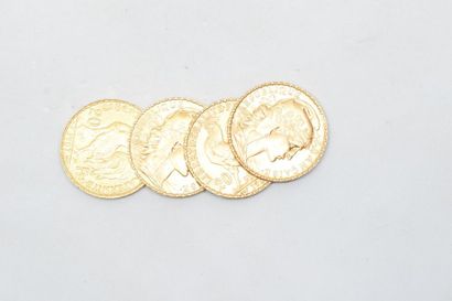Ensemble de pièces d'or 20 francs au Coq...