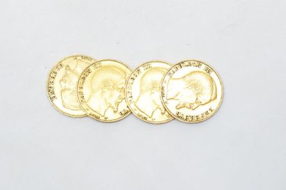 Ensemble de pièces d'or 20 francs Napoléon...