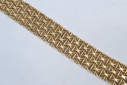 null Bracelet ruban en or jaune 18k (750), le fermoir au décor de perles turquoise....
