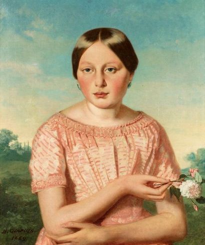 null CHAPUIS Honoré, 1817-1865, 

Agathe Léonard, 1849, 

huile sur toile rentoilée...
