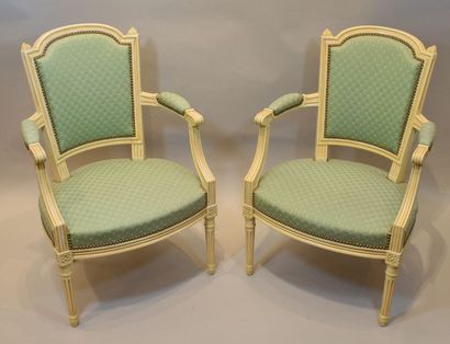 null Paire de fauteuils de style Louis XVI.

Travail du XXème siècle.

