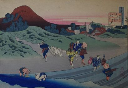 null Japon, XIXe siècle

Lot de six estampes oban tate-e, ou parties de triptyques,...