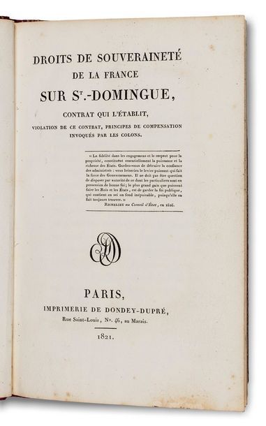 null SAINT-DOMINGUE. — Droits de souveraineté de la France sur St-Domingue, contrat...