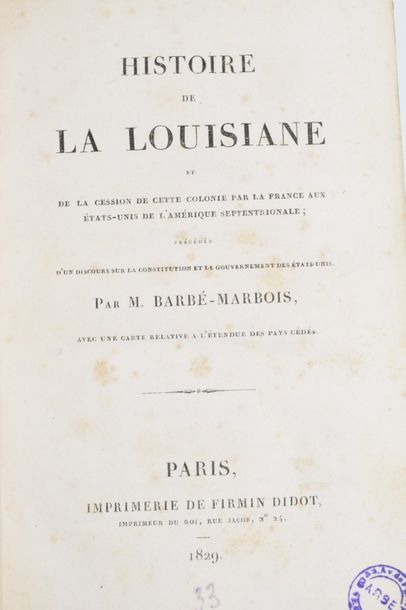 BARBÉ-MARBOIS (François de). Histoire de...