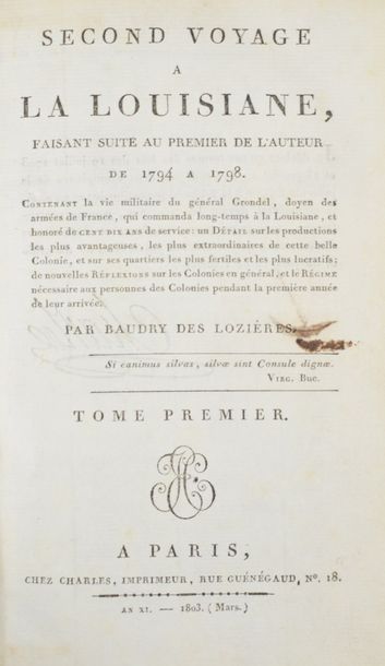 BAUDRY DES LOZIÈRES (Louis Narcisse). Second...