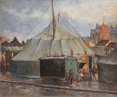 null LAVAL Fernand, 1886-95-1966

Le cirque en ville, 1927

huile sur toile

signée...