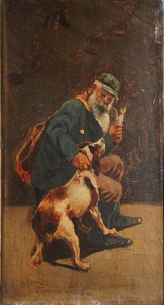 null CARRACCIOLO Ottorino, 1855-1880

Fumeur de pipe et son chien

huile sur panneau

signé...
