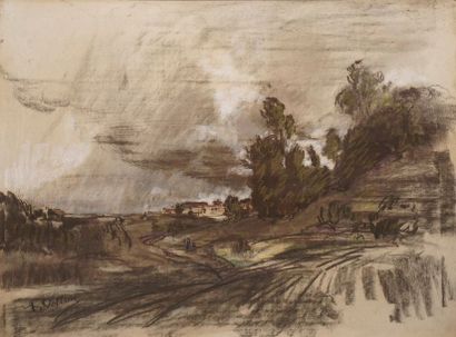 null VOLLON Antoine, 1833-1900

Ciel d'orage à la campagne

pastel (légère insolation)

signé...