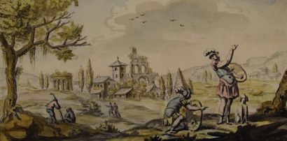 null ECOLE ITALIENNE du XVIIIe siècle				



Paysage aux ruines antiques et deux...