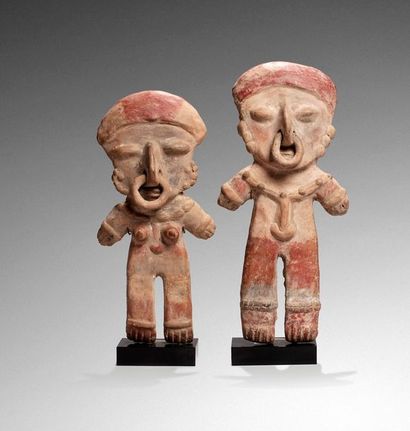 null Lot de 2 statuettes terre cuite inca (Perou) 

H. : 26 cm et 29 cm 