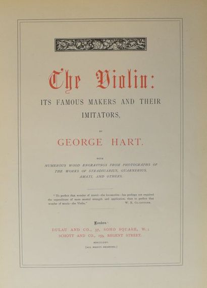 null George Hart - The violin.The famous makers and their imitators. Dulau and co,...