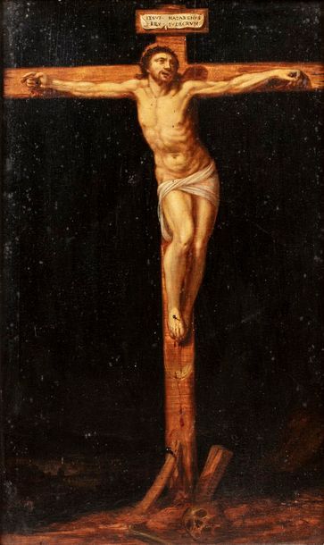null ECOLE FLAMANDE du XVIIe siècle		



Le Christ en croix

Huile sur panneau. Chêne...