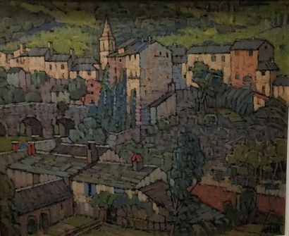null RIKAR Jan, 1879-1958, 

Vue d'un village du Tarn, 

huile sur toile, signée...