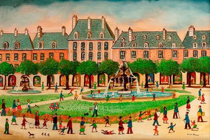 null FOUS Jean, 1901-1971, 

Place des Vosges à Paris, 

huile sur toile (petite...