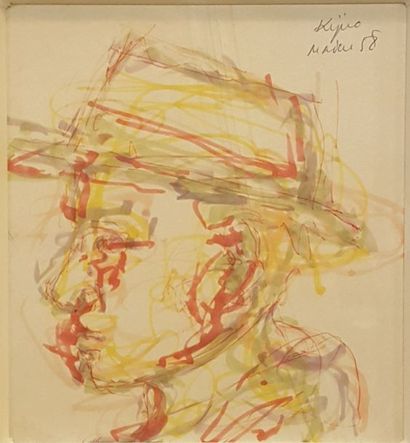 null KIJNO Ladislas, 1921-2012,
Portraits, 1953 et 1958,
1 dessin aux encres de couleurs...