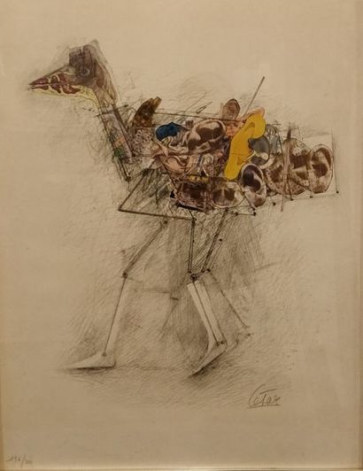 CÉSAR, 1921-1998, 
Poule aux oreilles, 
lithographie en couleurs n°136/300, signée...
