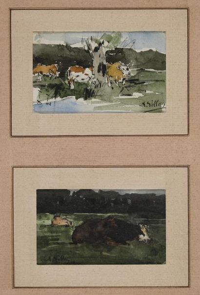 VOLLON Antoine, 1833-1900 
Vaches et arbre...