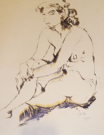 null COPPE Roger (1928) 

5 oeuvres sur papier :

Pensive au coussin, crayon et aquarelle,...